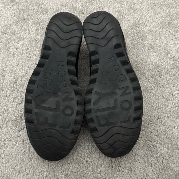 Fly London Yoko Black Patent Leather Wedge Pumps Size 7.5/8 EUR 38 Slip On - Picture 9 of 12